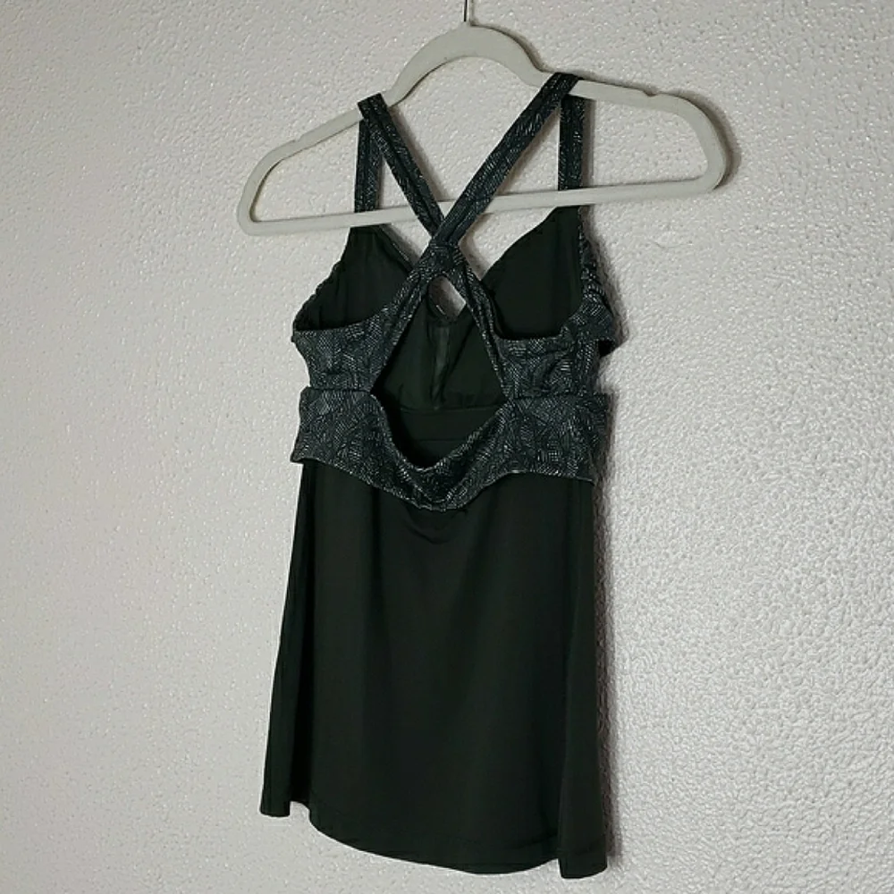 Lululemon Athletica Wrap It Up Tank Leaf Print Twist Jazzy White Gator Green 6 - Picture 9 of 17